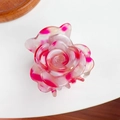 Elegant acetate rose flower claw clip with pink and white marble pattern hair accessory - 4.5CM / Rose Red