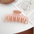 Pink marble texture hair claw clip for women with elegant acetate finish for hair styling - Floral Pink 8.7CM