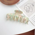 Chic multi-color acetate hair claw clip with pastel pink and mint green textures - Multicolor 8.7CM