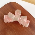 Pink and beige marble pattern acetate bow hair claw clip for elegant hairstyles - 11cm / Light Pink
