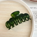 Grande pince à cheveux en acétate vert foncé avec une finition translucide brillante - Vert (8.7CM)