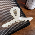 Large pearl white acetate hair claw clip with elegant shell finish for long thick hair - Crossed / Mermaid White