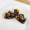 Classic tortoiseshell acetate hair claw clip with elegant bow design and glossy finish - 11cm / Coffee Tortoise Shell