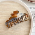 Pince à cheveux en acétate avec texture marbrée ambre café et bleu pour femmes - Ambre (8.7CM)