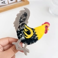 Colorful rooster claw clip in acetate finish with red crest and multi-color splicing - Big Rooster