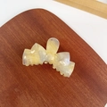 Elegant cream marble pattern acetate hair claw clip with smooth asymmetric design - 7.6CM / Light Yellow