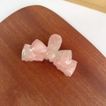 Pink and white marble texture acetate bow hair claw clip for women back hair styles - 7.6CM / Light Pink