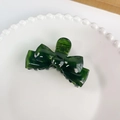 Elegant dark green bow hair claw clip in translucent finish for women hairstyles - 7.6CM / Dark Green