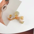 Pink and mint marble acetate bow hair claw clip for elegant women hairstyles - Small / Rainbow
