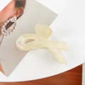 Eleganter cremefarbener Haarklammer-Clip in Schleifenform mit mattem Finish - Schleife Gelb (Schleifenstil) / 8.5cm