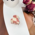 Roze en beige dambord mini haarklem gemaakt van gepolijst acetaat voor meiden kapsels - 2,7cm / Roze & Crème (A028)