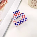 Pince à cheveux carrée à damier rouge et bleu en acétate pour coiffures élégantes - Petite (5cm) / Square Style / Rouge et Bleu