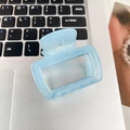 Minimalist square hollow hair claw clip in translucent light blue resin with metal spring - Square Blue