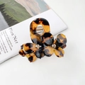 Elegante molletta per capelli a fiori tartarugati con cristallo per donna - Medio / Tartarugato Caffè