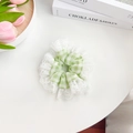 Pastelgroene geruite haarscrunchie met witte kant voor een elegante, vrouwelijke look - Kant Rand Geruite Scrunchie