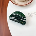 Dark green glitter acrylic hair claw clip with pearlescent ink texture for women - Dark Green