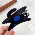 Simpatico fermaglio per capelli a gatto nero in acetato con macchie blu per coda - Nero