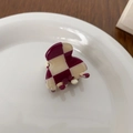Mini checkerboard claw clip in burgundy and cream acetate for girls and women - 2.7cm / Wine Red (A028)