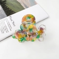 Pince à cheveux fleurie en acétate avec motif marbré coloré et détails en diamant - M / Jaune-vert