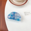 Blue and purple marbled acrylic hair claw clip with star-like pattern and artistic design - Blue and Purple