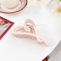 Matte pink heart-shaped hair claw clip with non-slip teeth for secure styling - Heart Cream Orange 12CM
