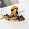 Tortoiseshell hair claw clip with crystal flowers in amber resin finish for women - 7.3cm Coffee Tortoise