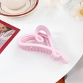 Matte pink heart-shaped hair claw clip with cutout design for a minimalist summer look - Heart Cream Pink 12CM