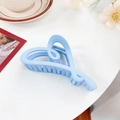Light blue heart-shaped matte hair claw clip for women on a white minimalist desk - Heart Ice Blue 12CM