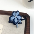 Chic clover-shaped blue acetate hair claw clip with colorful center gemstone embellishment - Blue