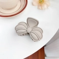 Matte finish bow hair claw clip in elegant khaki grey color for a minimalist look - Moon Gray 8.5CM