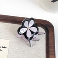 Purple acetate clover hair claw clip with crystal center for women hairstyles - Purple
