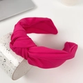 Fashionable rose pink knotted wide headband in textured fabric with elegant twist design - Rose Red