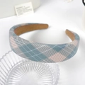 Gepolstertes blau-beiges Stirnband mit Karomuster und rutschfestem Futter aus Stoff - Blau