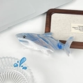 Blue and white marble-patterned shark-shaped acetate hair claw clip for a summer ocean look - Blue Shark
