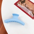 Sky blue matte plastic heart hair claw clip with long curved teeth for thick hair - Straight Ice Blue 10CM