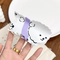 Schattige witte honden haarklem met paarse details en glanzende afwerking voor dames - Paarse Bichon (A235)