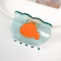 Mini molletta per capelli carpa koi blu traslucido con dettaglio di pesce arancione - Molletta Grande - Un Pesce