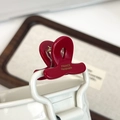 Red heart-shaped acetate hair claw clip with golden France Handmade lettering - Red Cross Style