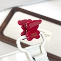 Rote bärenförmige Acetat-Haarklammer mit goldenem France Handmade Logo-Schriftzug - Roter Bär Thema