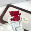 Chic red cat-shaped acetate hair claw clip with gold FRANCE Handmade lettering - Red Cat Style