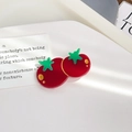Cute tomato shaped acetate hair clip in red and green with sparkling gold dots - Tomato