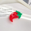 Cute red chili pepper hair clip made of premium acetic acid with green leaf detail - Chili
