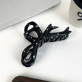 Eleganter großer schwarzer Haarklammer-Clip aus Acryl mit Punkten und Schleife - Schwarz (Band-Stil)