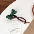 Eleganter dunkelgrüner Acetat-Bogen Haarclip mit brauner Schildpatt-Bananenklammer - Grün
