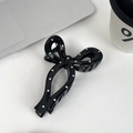 Eleganter großer Haarklammer in Schwarz mit weißen Punkten und Schleifen-Design - Schwarz-Schleife
