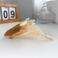 Cute whale-shaped hair claw clip in beige marble acetic acid resin with gold line accents - Coffee Whale
