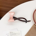Elegante pinza de pelo marrón oscuro con lazo rosa claro y diseño antideslizante - Rosa Claro