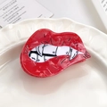 Edgy red lips hair claw clip with white teeth pattern and artistic marble texture - Mouth