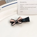 Fermaglio per capelli con fiocco rosa e nero in resina di acetato con finitura lucida - Fiocco-Rosa