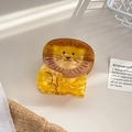 Cute cartoon lion hair claw clip made of yellow acetate with amber texture for women - Lion